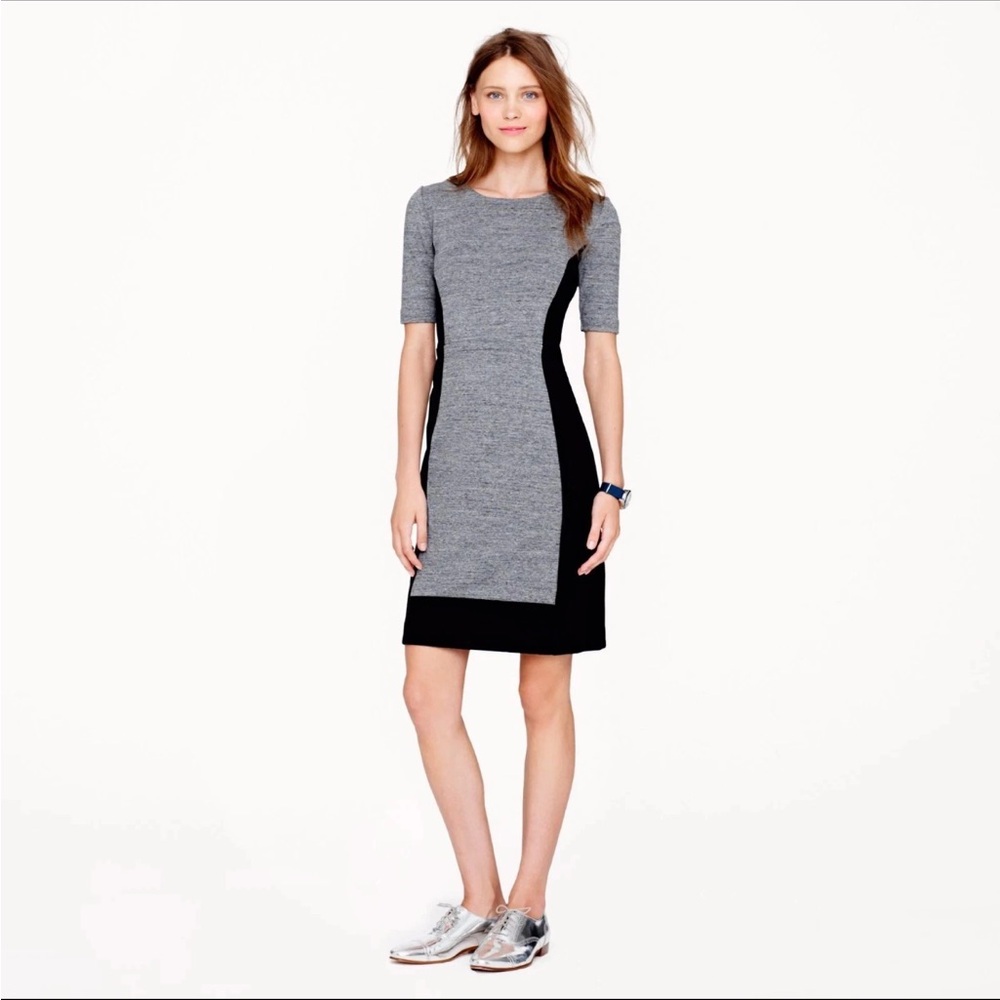 J. Crew black gray smart career dress short sleeve color block size 00